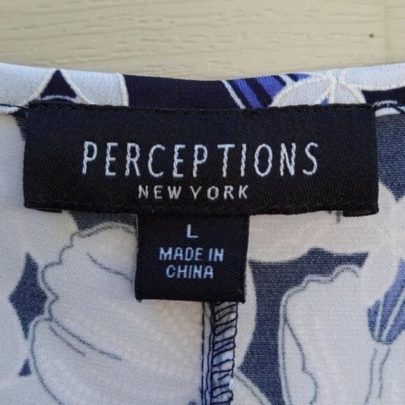 Perception New York Blue/ white woman's dress. Size L. Luxury Gift Summer Lightw - Picture 5 of 7